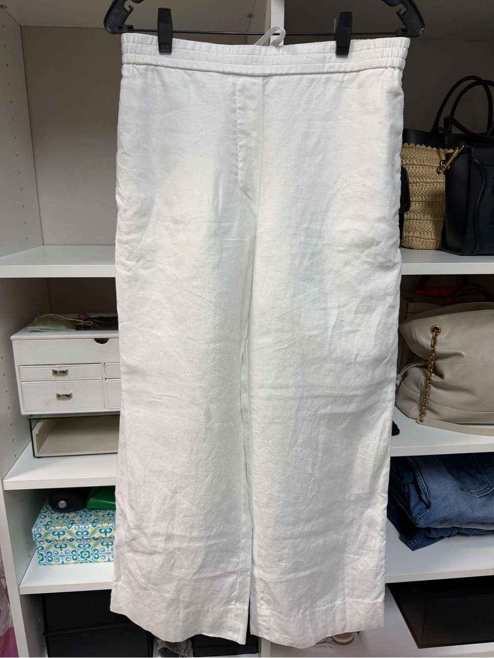 COS 100% Linen White Wide leg Pants